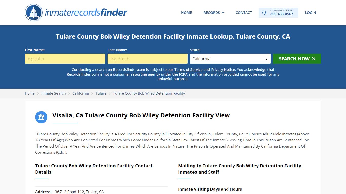 Tulare County Bob Wiley Detention Facility Roster & Inmate ...